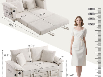 Upholstered Futon Convertible Floor Sofa Bed