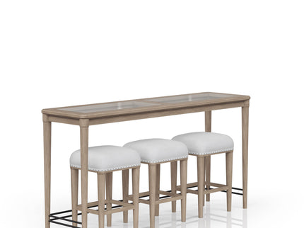 Glass Console Table With 3 Stools - Frosted