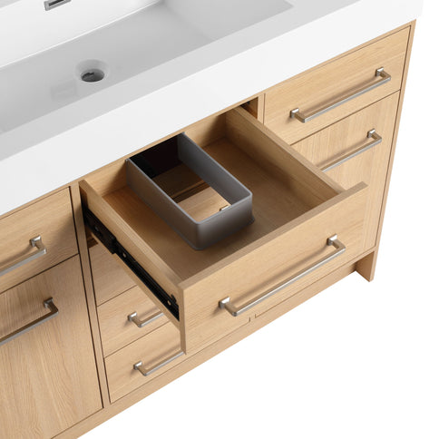 Freestanding Bathroom Vanity With Resin Sink, Soft-Closing Doors And Drawers