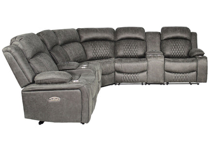 Power Motion Reclining Sectional Set With Console