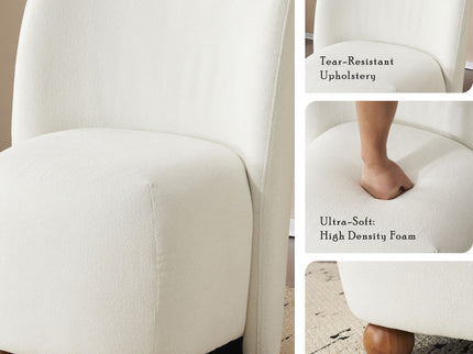 Modern Low Back Accent Upholstered Armless Living Room Chairs, Round Feet
