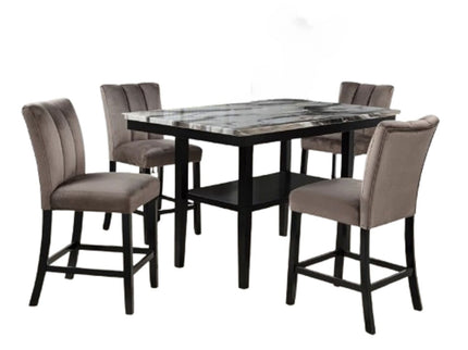 5 Piece Counter Dining Set With Table, Chairs - Black / Brown