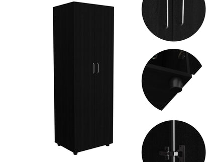 Armoire Organiser, Two Shelves, Rod, Double Door Cabinet Armoire