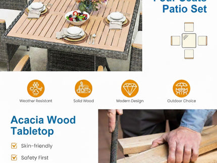 All-Weather Square Rattan Patio Dining Table