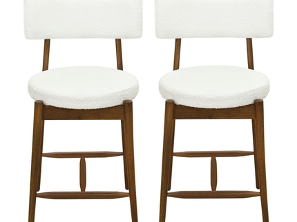 Mid Century Modern Counter Stools, Fabric Upholstered Chairs