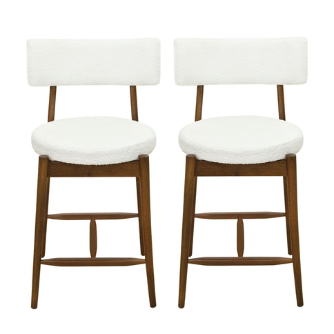 Mid Century Modern Counter Stools, Fabric Upholstered Chairs