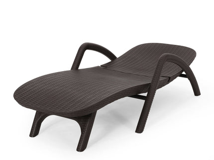 Polypropylene Resin Chaise Lounge With Hand Crafted Details - Dark Brown