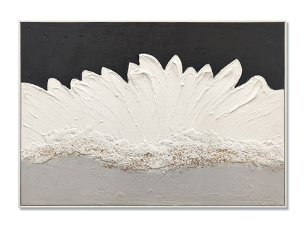 Framed Abstract Wall Art & Thick Textured Canvas Painting With & Accents, Decor For Living Room - Black White