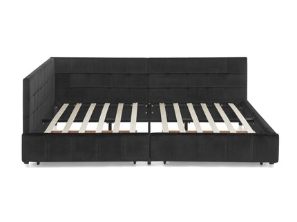 Storage Elegant Upholstered Tufted Bed Frame With Backrest And Armrests