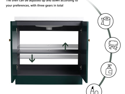 Contemporary Freestanding Bathroom Vanity With Resin Sink & Soft-Close Cabinet Doors
