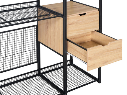 Open Style Wardrobe With Hanging Rails, Shelves And Drawers