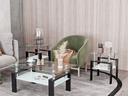 Modern Tempered Glass Tea Table, End Square Table For Living Room