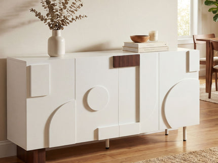 Sideboard Buffet Cabinet Wide Storage Unit With 4 Doors & Adjustable Shelves - White