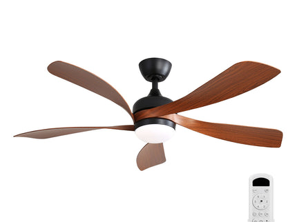 52" Ceiling Fan With 3 Color Dimmable LED Light, 5 Blades, Remote Control, Reversible DC Motor