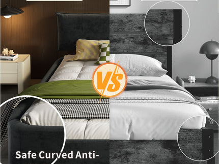 Cloud Bed Frame With Oversized Padded Movable Headboard