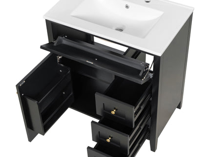 Bathroom Vanity With Sink, 3 Drawers And Adjustable Shelf