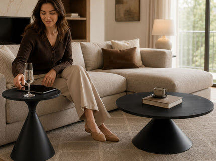 2 Piece Coffee Round Table Set