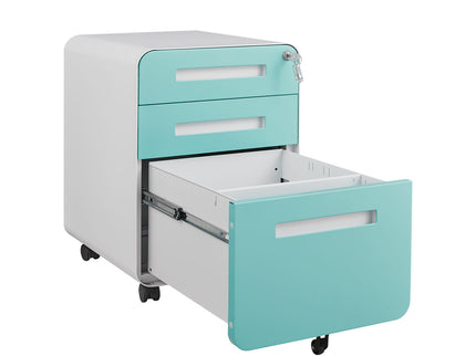 3 Drawer Mobile File Cabinet Under Desk Office, Simple Style Versatile Storage Cabinet For Legal / Letter / A4 Files, 5 Wheel Design Anti-Tilting Cold Rolled Steel Waterproof Moisture-Proof