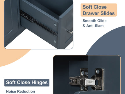 Modern Bathroom Vanity With Sink, Flip Drawer & 2 Drawers, Soft Close Hinges, Adjustable Shelf