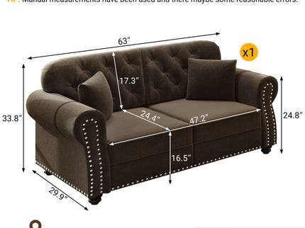 Upholstered Chesterfield Sofa With Nailhead Trim And Rolled Armrests
