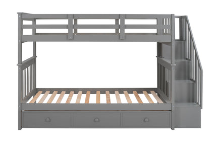 Stairway Bunk Bed With Storage And Guard Rail For Bedroom