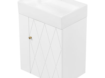 Modern Bathroom Vanity With Sink, Diamond Pattern Doors