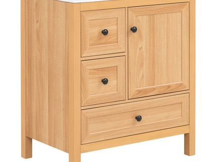 Modern Bathroom Vanity With Sink, Soft Close Drawers & Door, Storage Rack