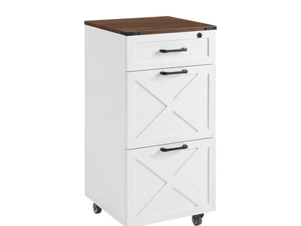 3 Drawer File Cabinet With Wheels, Vertical Rolling Storage For Letter / A4, Printer Stand & Mobile Organizer For Home Office - White