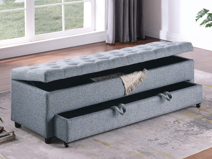 Storage Ottoman With Tufted Seat And Underseat Drawer