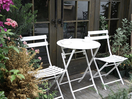 3 Piece Patio Bistro Set Of Foldable Round Table And Chairs