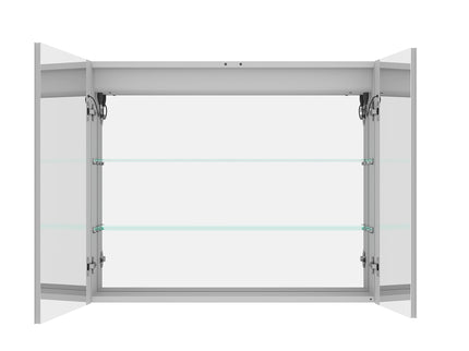 36" X 30" Medicine Cabinet With LED Vanity Mirror, Anti-Fog Recessed Or Surface Mount Bathroom Double Door Large Storage 3000K~6000K Bright Lighted Aluminum Storage Cabinet With Touch Switch - Silver