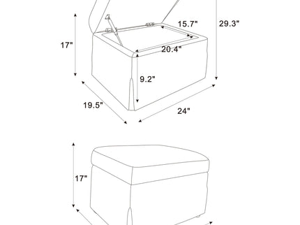 Merced - Upholstered Hydraulic Lift Top Storage Ottoman - Beige