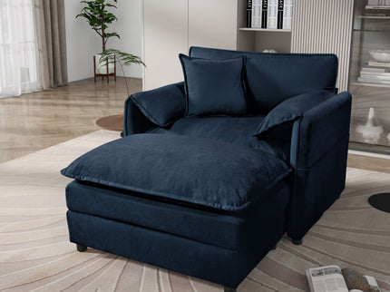 Oversized Chair With Movable Ottoman, Soft Upholstered Lounge Chair