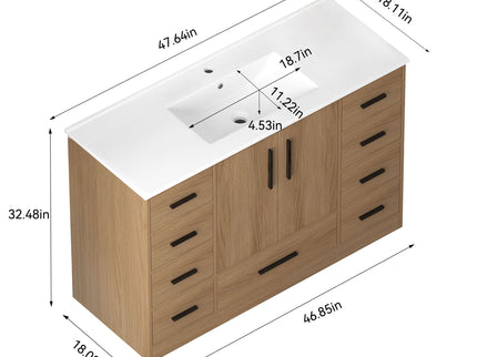 Bathroom Vanity With Abundant Storage 2 Soft Close Doors And 9 Drawers