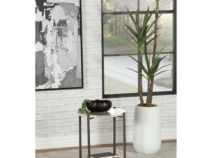 Bleskin - Round Accent Side Table With Shelf - White