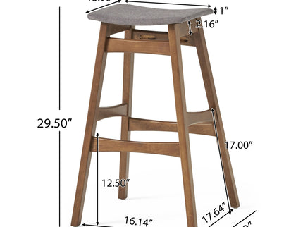 Mid Century Modern Bar Stool Set With Upholstered Seating
