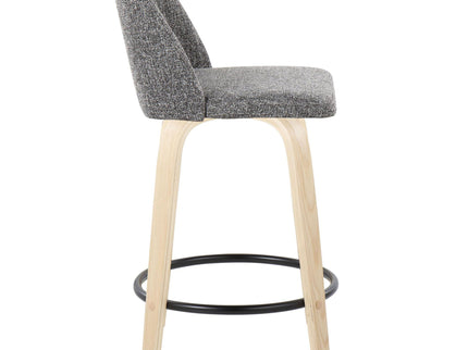 Toriano - Contemporary, Fixed Height Counter Stool With Swivel And Round Footrest (Set of 2)