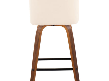 Toriano - Mid Century Modern Fixed Height Counter Stool With Swivel With Square Footrest (Set of 2)