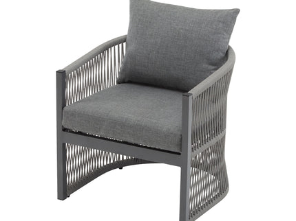 Modern Curved Aluminum Lounge Chair With Stylish Rope Weave Design And Cushioned Comfort For Outdoor