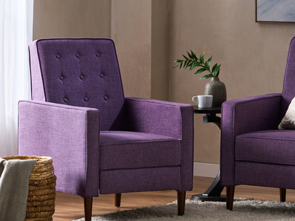 Mid-Century Modern Recliner With Button Tufted Waffle Stitch