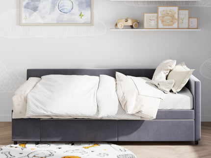 L Shaped Upholstered Platform Bed With Storage And Drawers