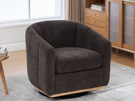 Swivel Upholstered Barrel Chair With Metal Base