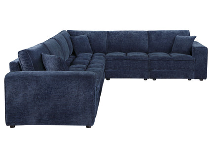 Azure - 5 Piece Upholstered Modular Sectional Sofa - Blue