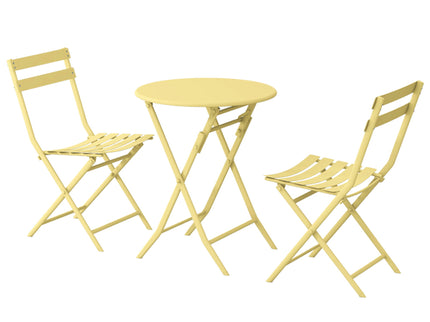 3 Piece Patio Bistro Set Of Foldable Round Table And Chairs