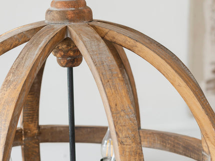 4 Light Wood Chandelier, Hanging Light Fixture With Adjustable Chain For Kitchen, Bulb Not Included - Brown