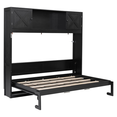 Rustic Casual Murphy Bed With Storage Cabinets