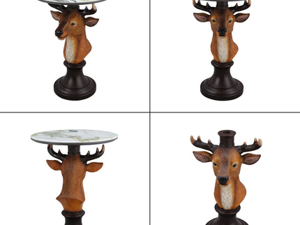 Deer Head Accent Table, Animal Statue For Living Room - Brown