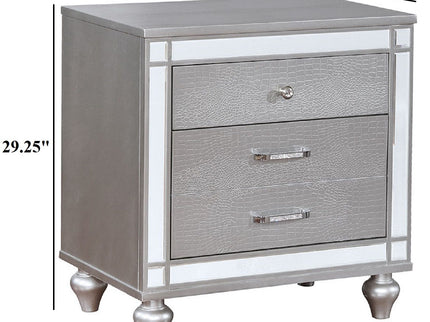 Contemporary Nightstand With Crocodile Textured Trim