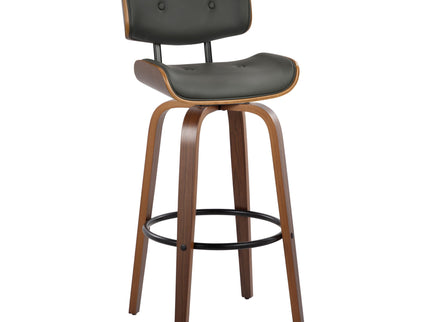 Lombardi - Mid-Century Modern Fixed Height Barstool With Swivel With Round Footrest (Set of 2)