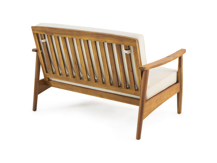 Outdoor Acacia Wood Loveseat Set With Coffee Table